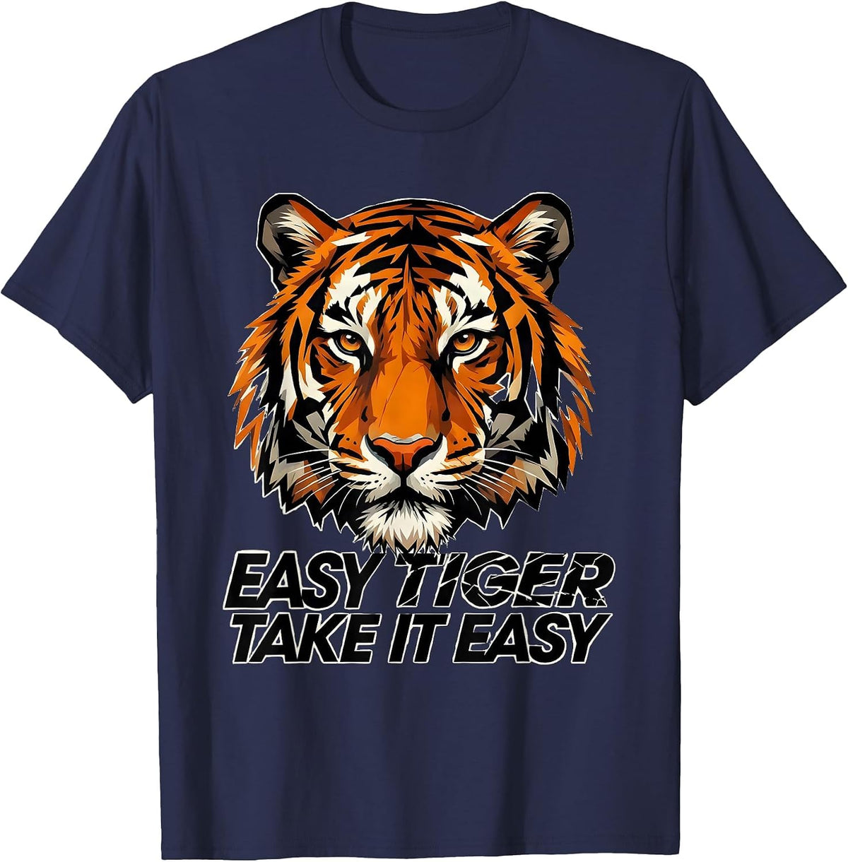 Men's Easy Tiger Take It Easy Laid-Back Design T-Shirt - Navy Blue