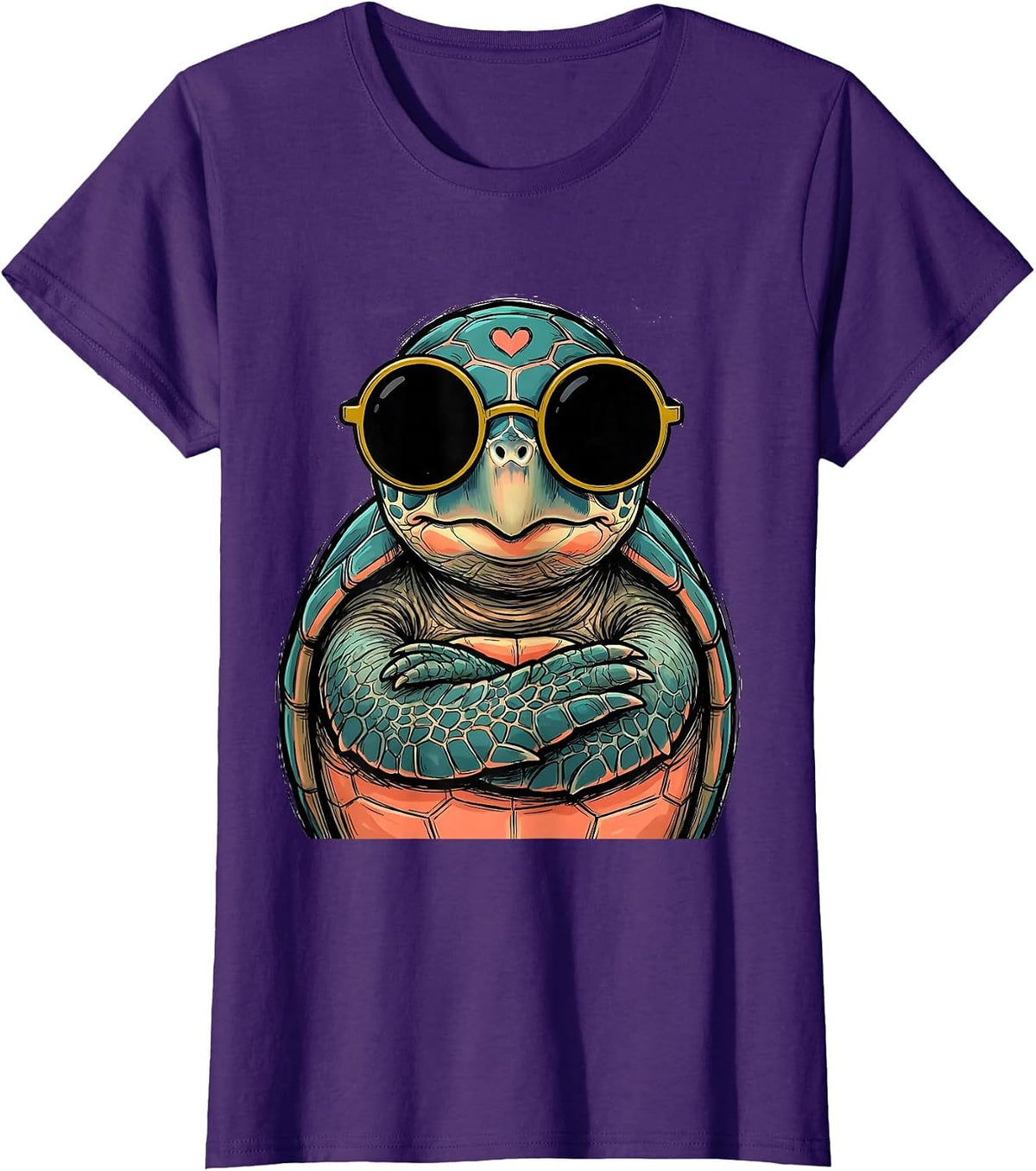 Women's Sea Turtle Sunglasses Cute Sea Animal Humor T-Shirt - Purple