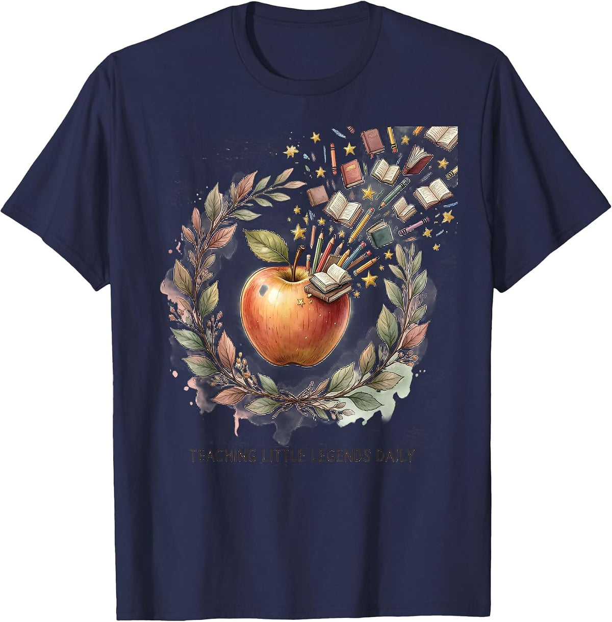 Teaching Little Legends Daily Elementary Teacher T-Shirt - Navy Blue