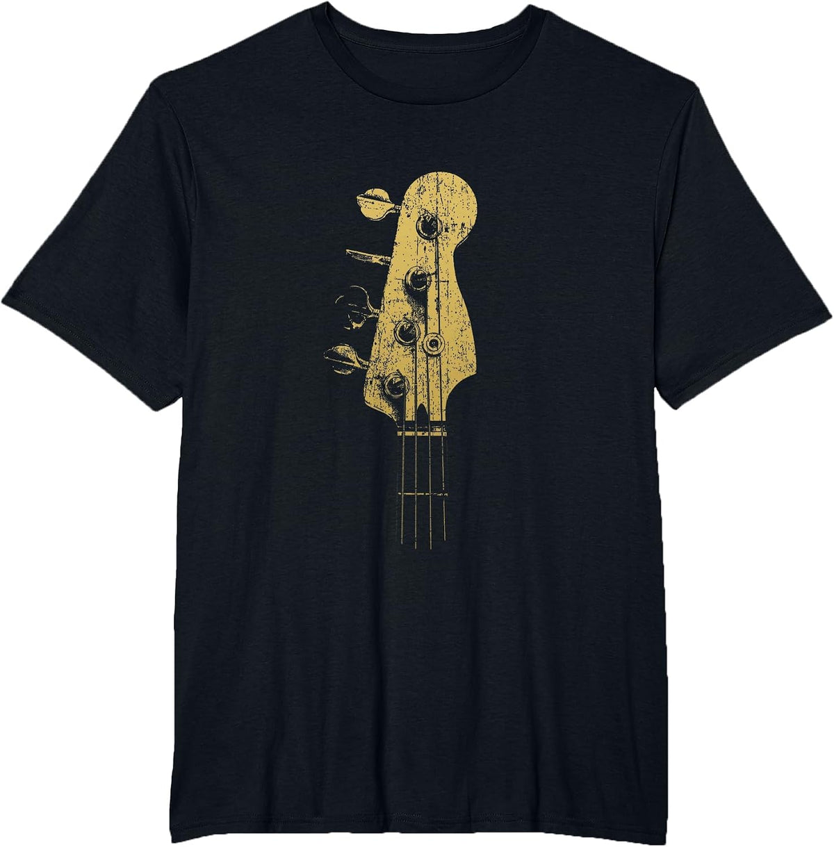 Vintage Bass Guitar Classy Headstock for Bassist T-Shirt - Black
