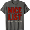 Nice List Barn Division Funny Horse Lover Christmas Pajama T-Shirt - Asphalt Grey