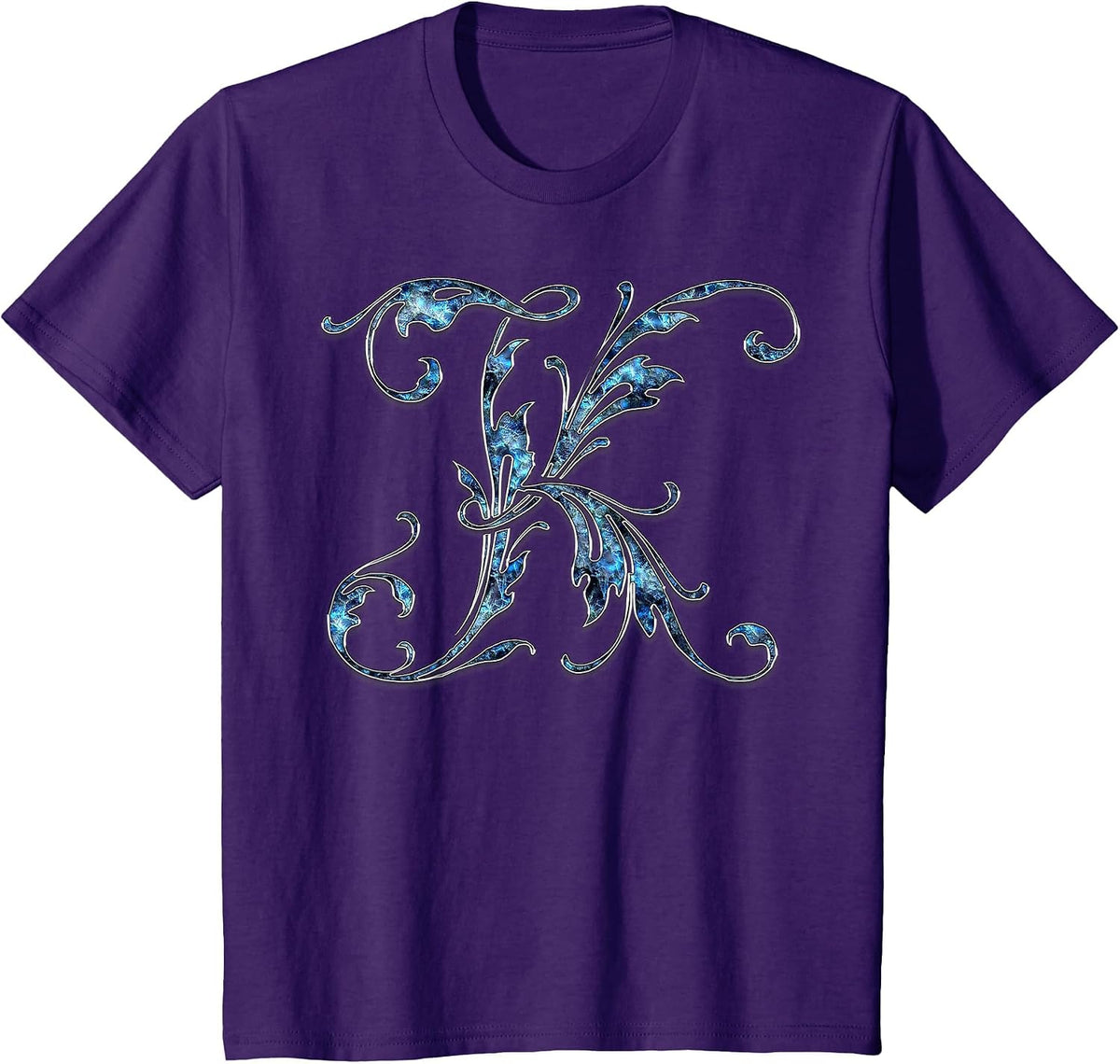Monogram Initial Letter K T-Shirt - Purple