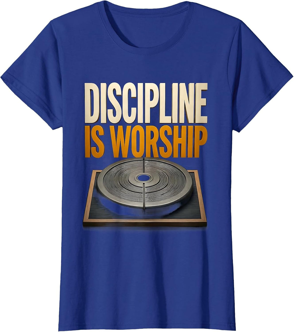 Women's Discipline Is Worship Christian Gym Faith Fitness Humor T-Shirt - Royal Blue