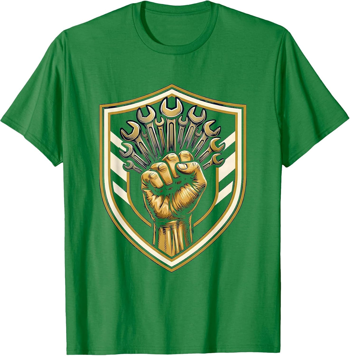 Men's Calloused Fist Wrenches Blue Collar Worker Graphic T-Shirt - Kelly Green