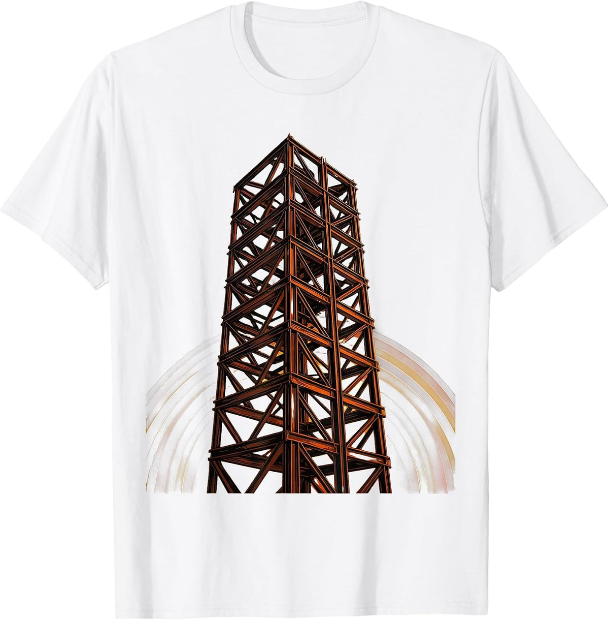 Labor Day Rising Skyscraper Steel Girder Illustration T-Shirt, Men, White, Small - As Pictured