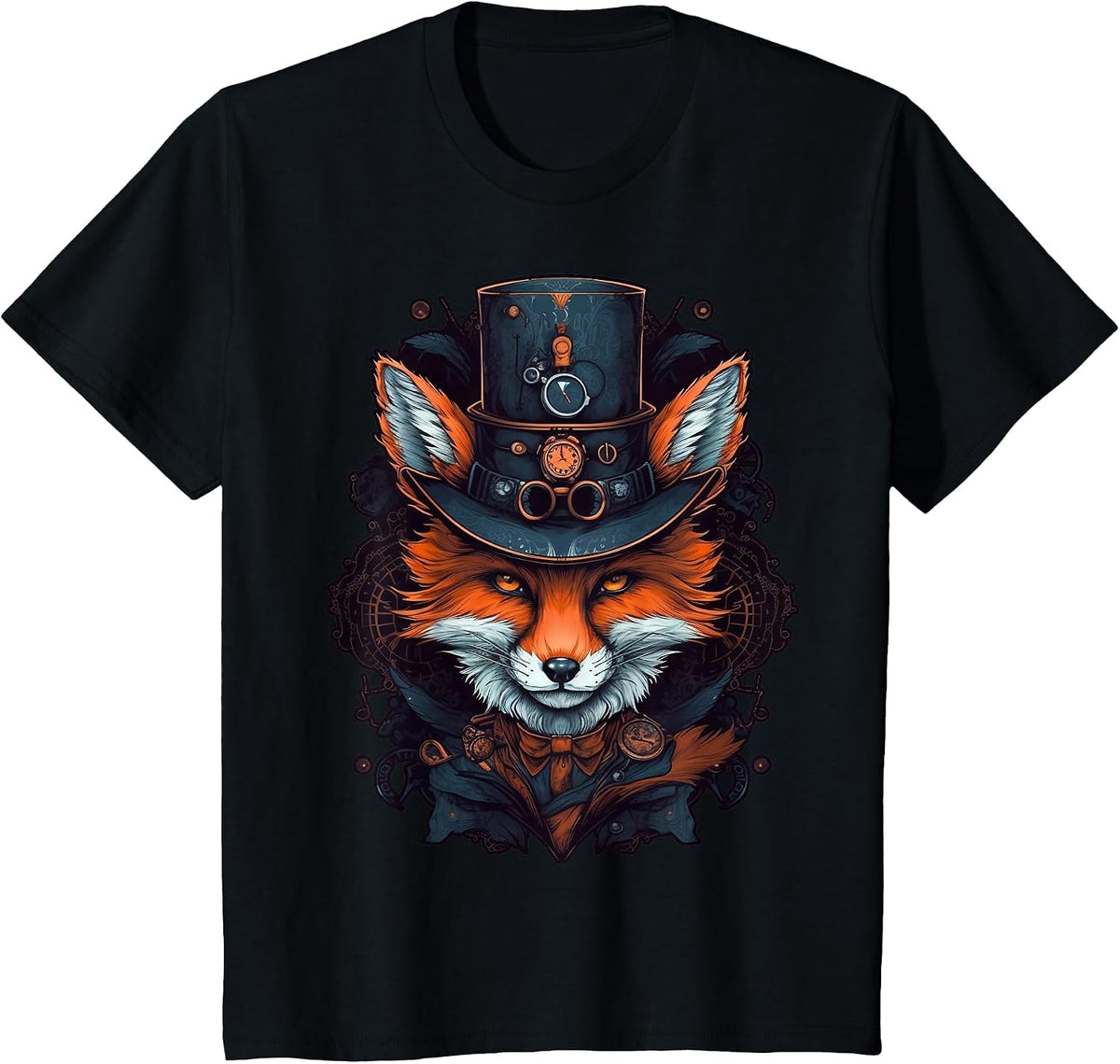 Steampunk Fox T-Shirt - Black
