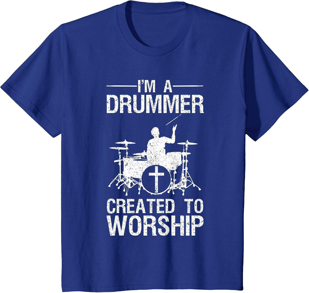 Funny Christian Drummer Art for Men Women Drum Player Lover T-Shirt - Royal Blue