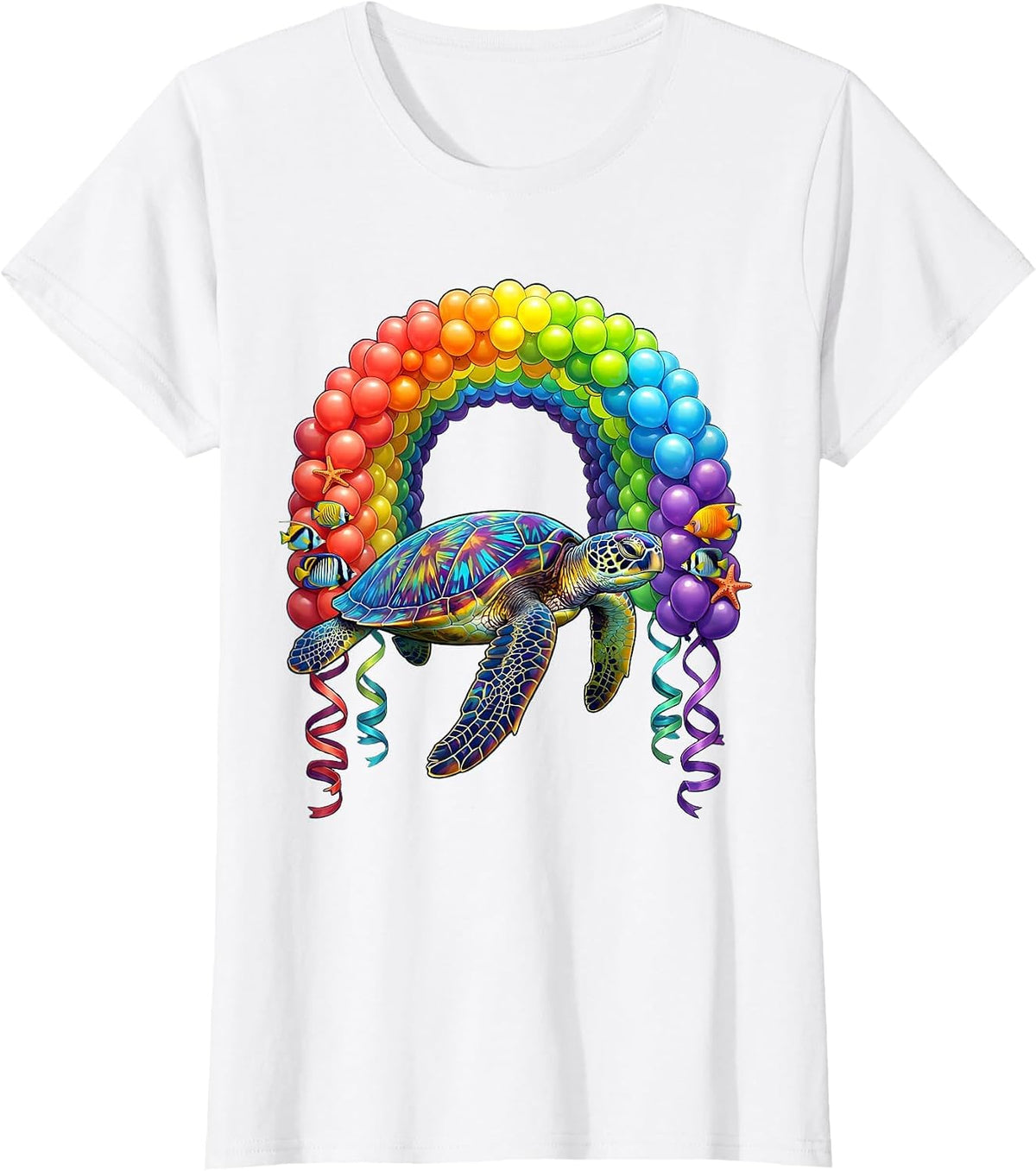 Women's Birthday Cruise Sea Turtle Balloon Arch T-Shirt - White