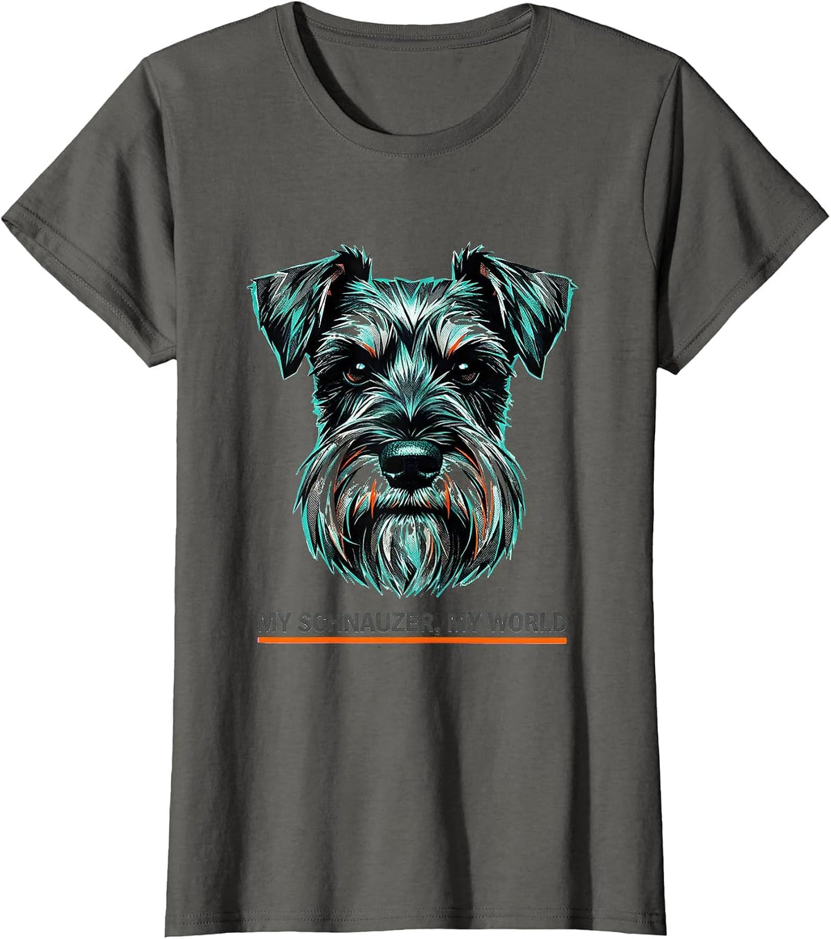 Women's My Schnauzer, My World Funny Miniature Schnauzer Lover Gift T-Shirt - Asphalt Grey