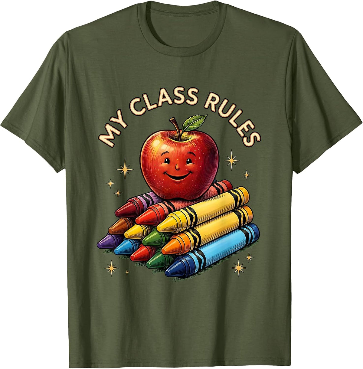 Men's My Class Rules Preschool Teacher Design T-Shirt - Olive Green