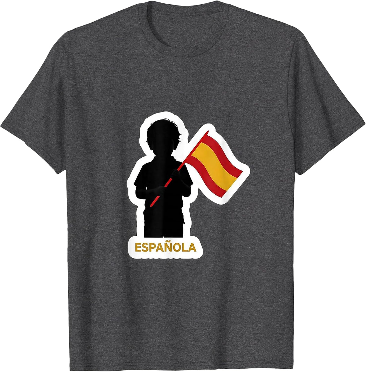 Men's Española Spain Flag Spanish Heritage National Pride Sticker T-Shirt - Dark Heather Grey
