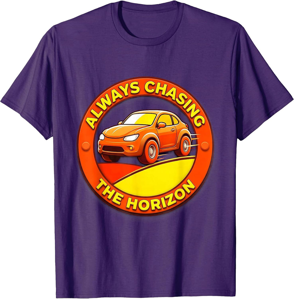 Always Chasing the Horizon Car Graphic Design T-Shirt - Purple