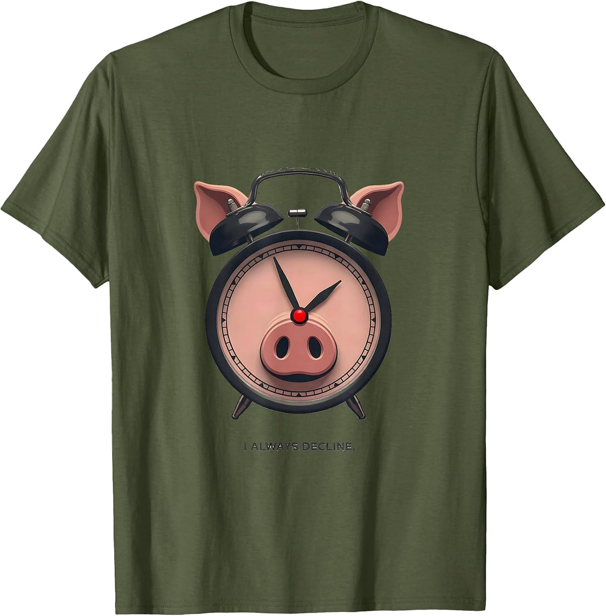 I Always Decline Funny John Pork Brainrot Meme Gen Z Gag T-Shirt - Olive Green