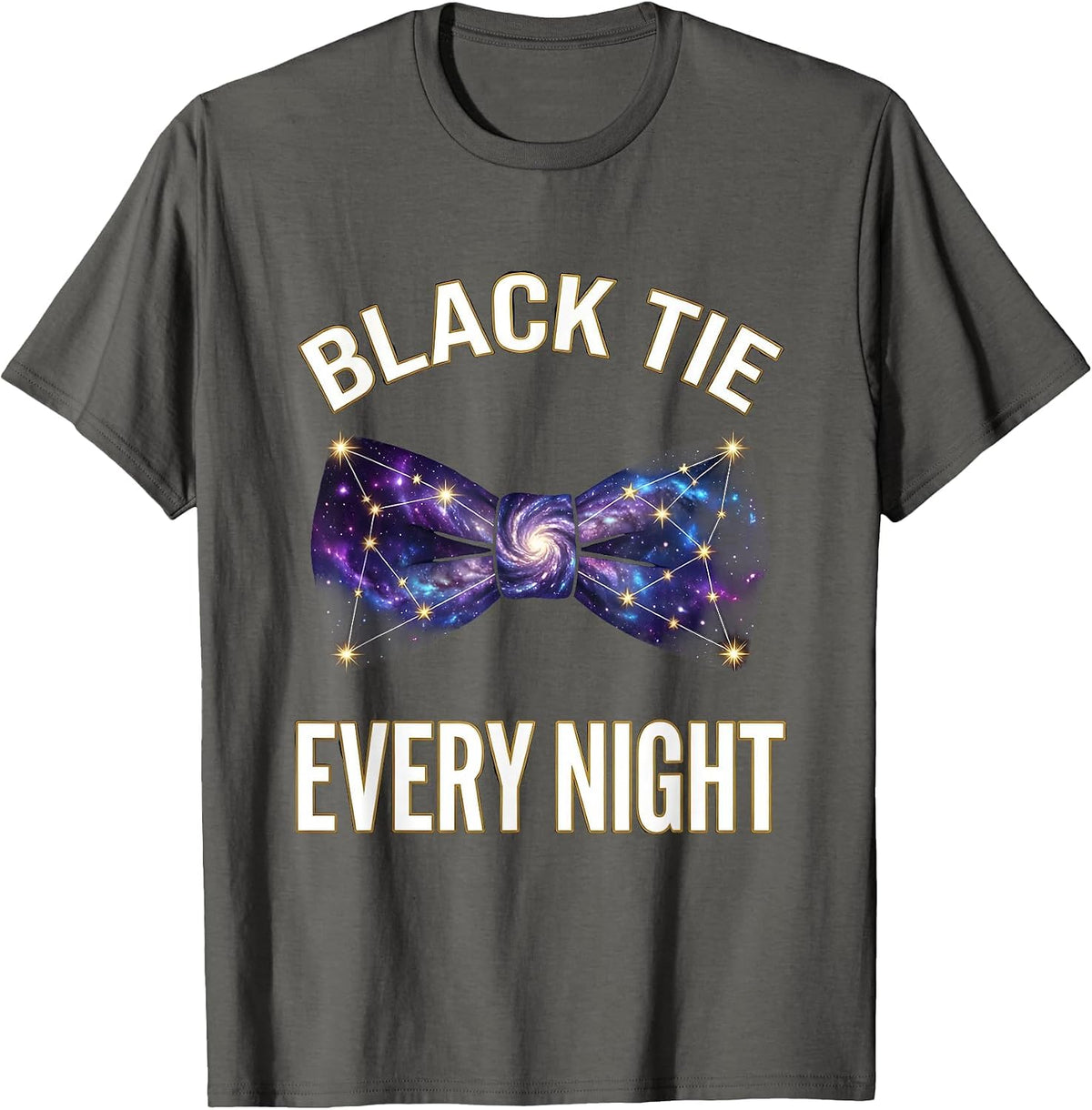 Black Tie Every Night Tuxedo Graphic Design T-Shirt - Asphalt Grey