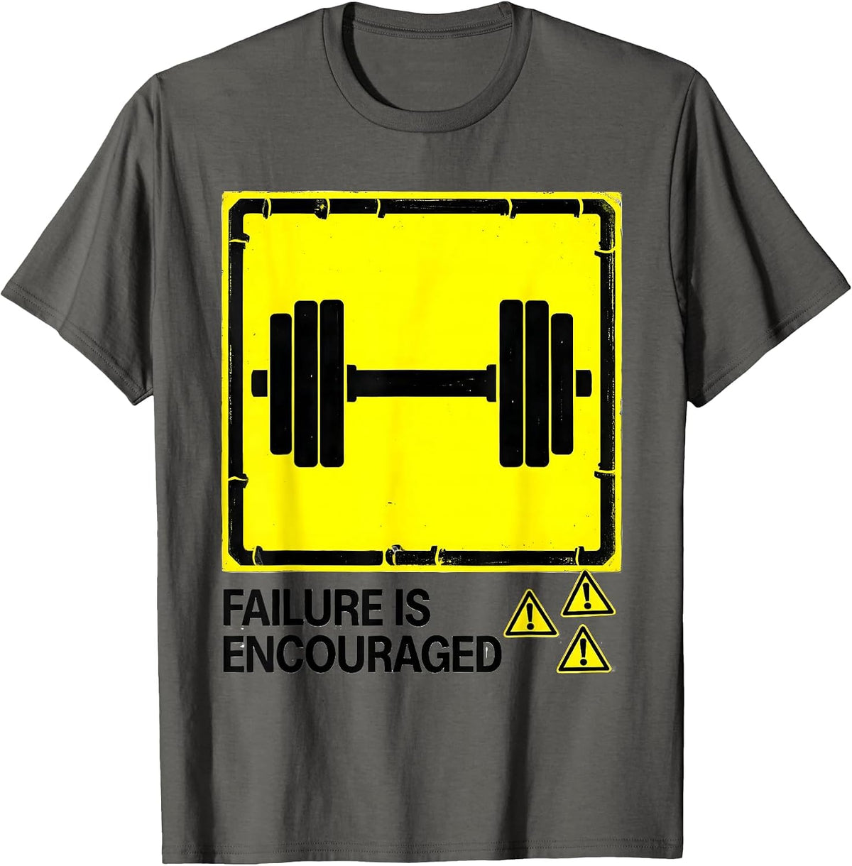 Men's Failure Is Encouraged Funny Gym Workout Weightlifting Humor T-Shirt - Asphalt Grey