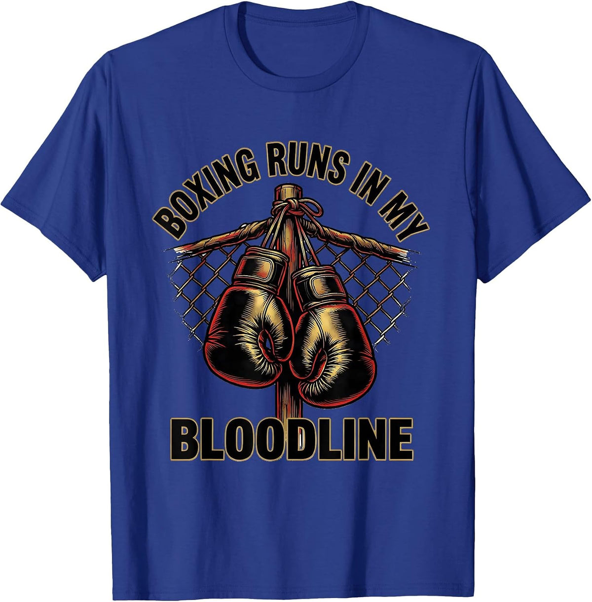 Men's Boxing Runs In My Bloodline Tattoo Boxing Fan Gift T-Shirt - Royal Blue