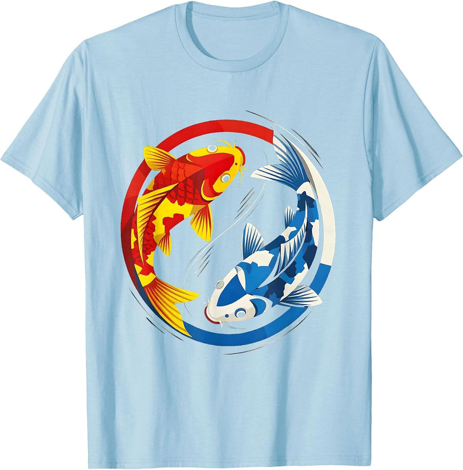 Men's Rainbow Koi Fish Circle Pride Flag Design T-Shirt - Baby Blue