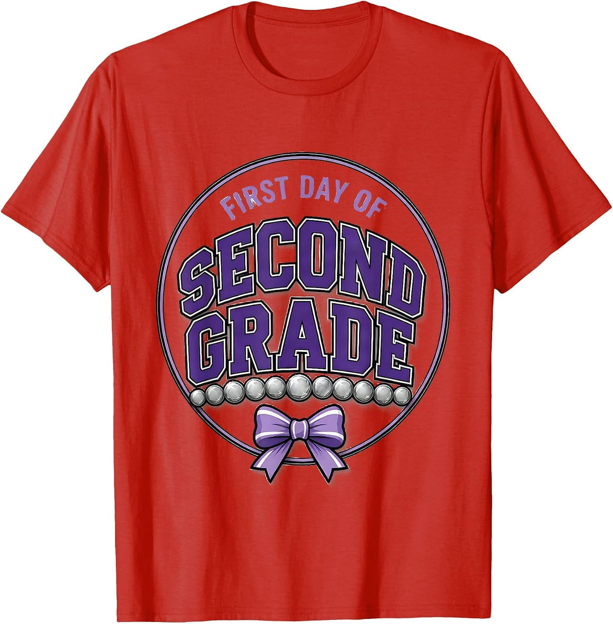 Men's First Day Of Second Grade Sparkle Varsity Back To School T-Shirt - Red