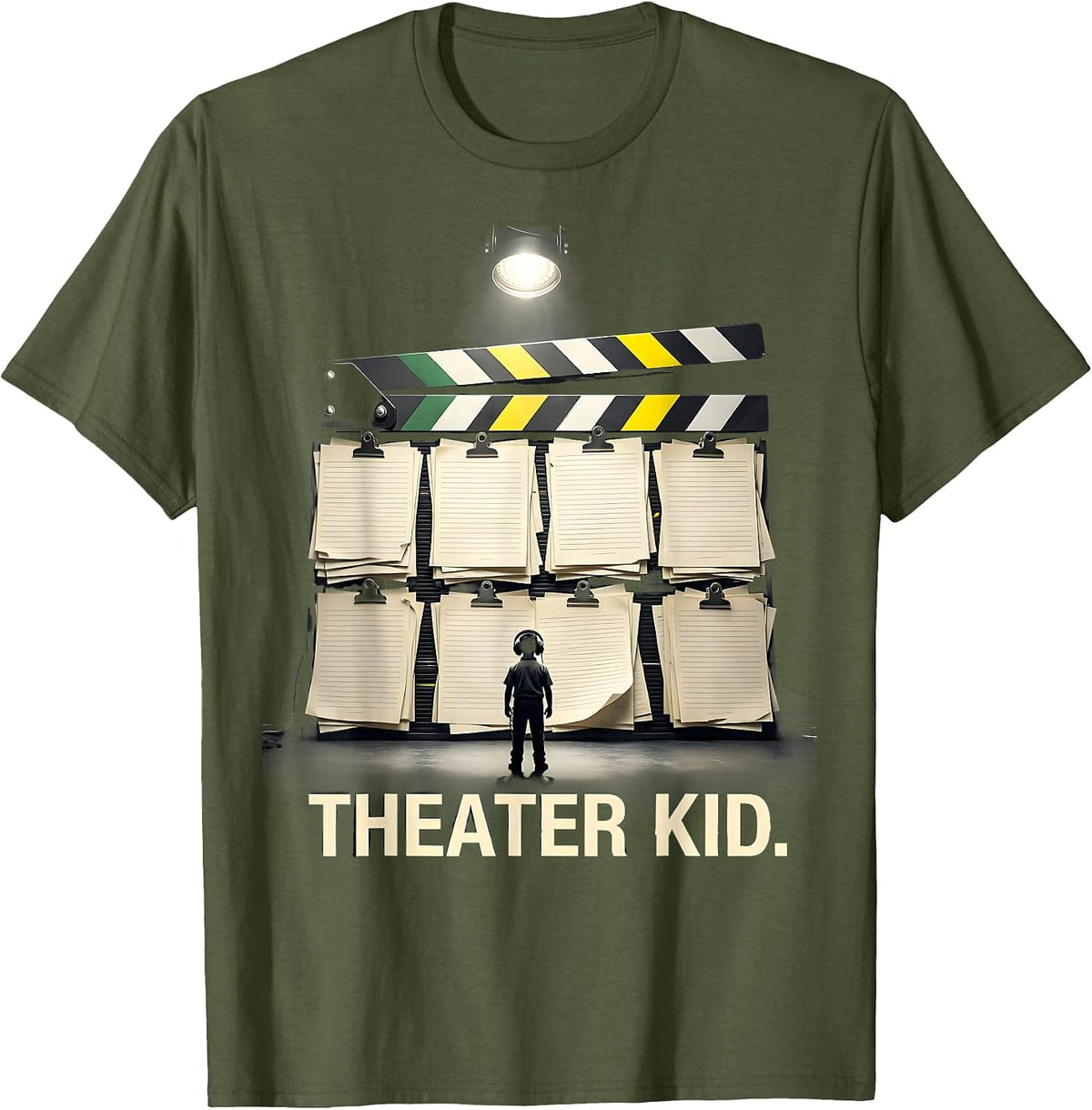 Backstage Callboard Theater Kid Drama Club Humor T-Shirt - Olive Green