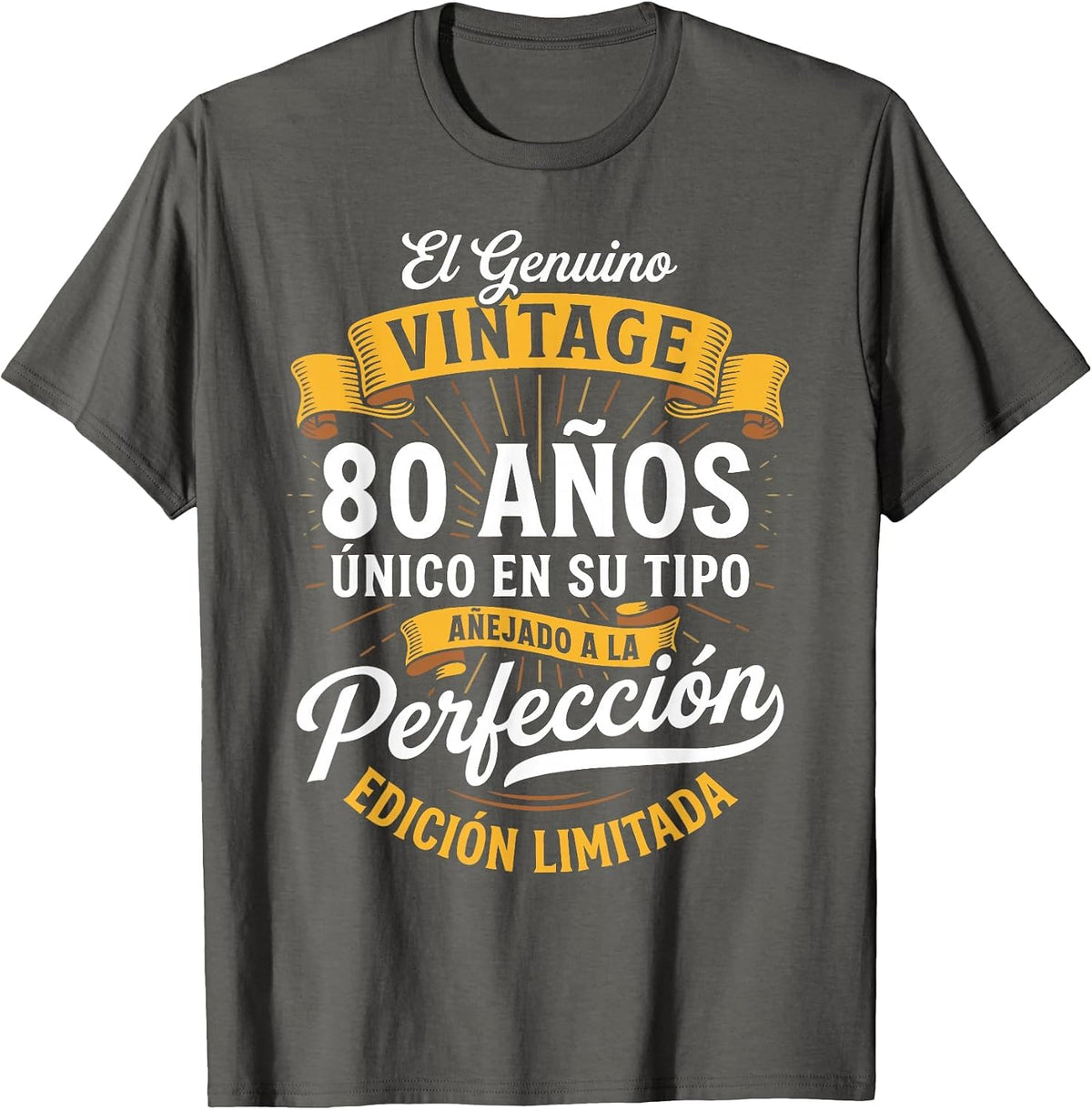 Vintage 80th Birthday Men Funny 80 Birthday Spanish T-Shirt - Asphalt Grey