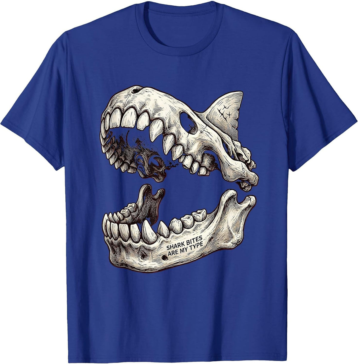 Shark Bites Are My Type Funny Shark Lover Ocean Wildlife T-Shirt - Royal Blue