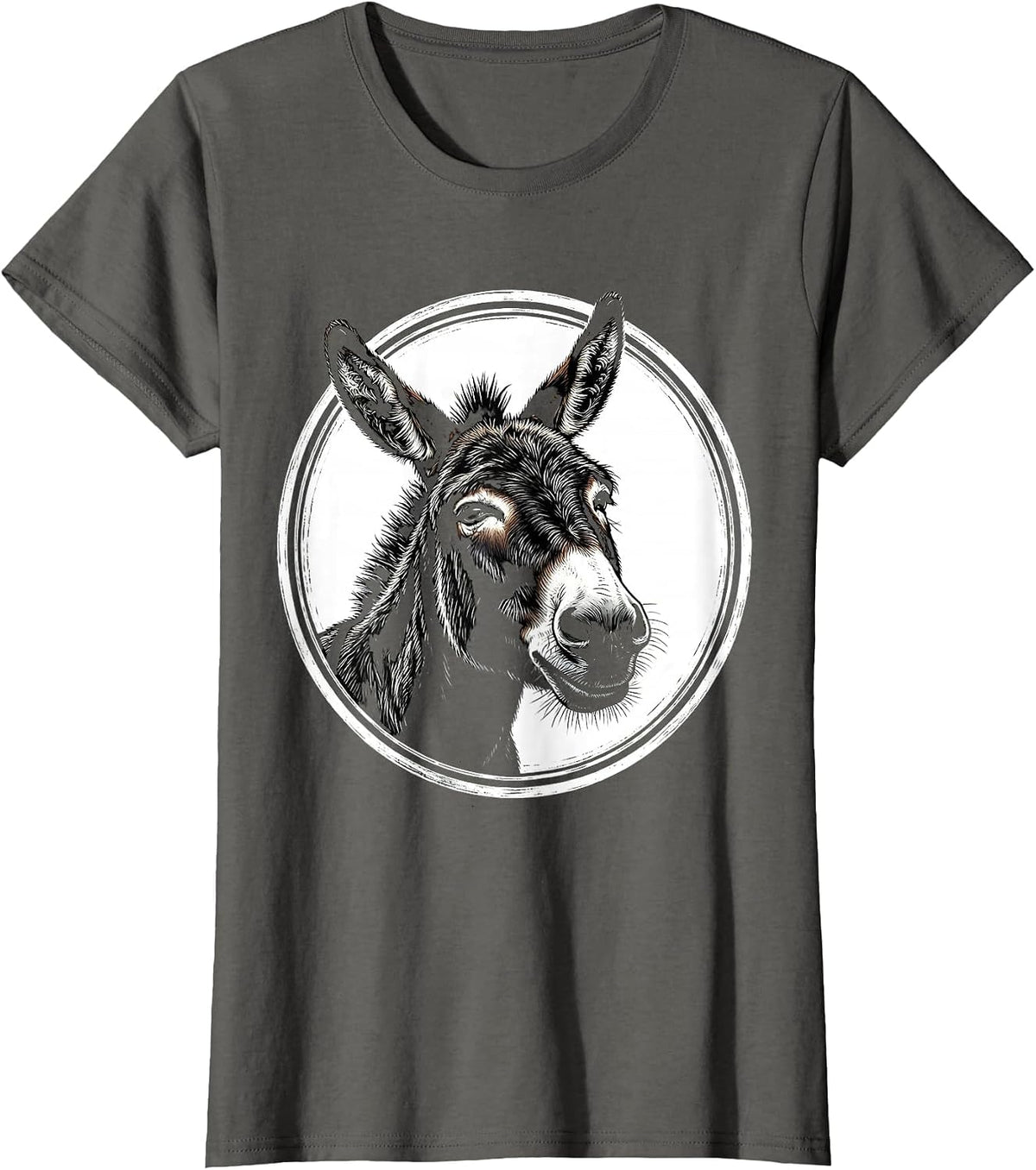 Women's Donkey Face Scratchboard Funny Farm Animal Lover T-Shirt - Asphalt Grey