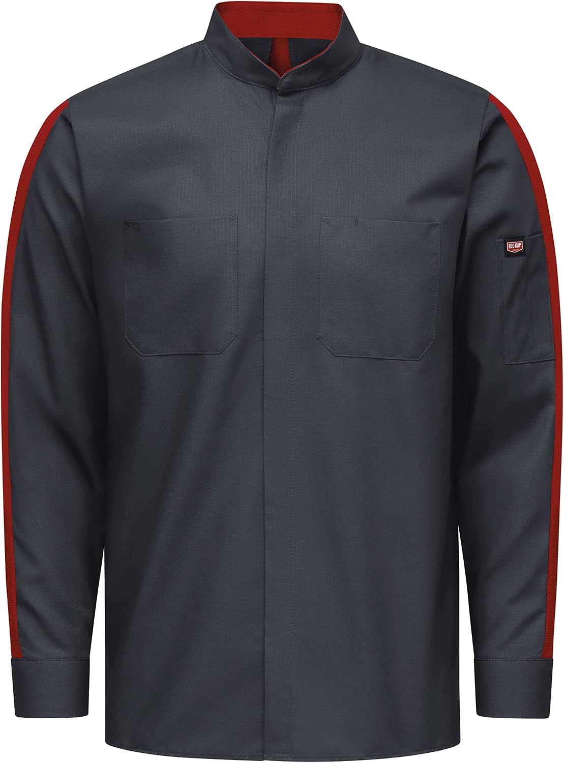 Red Kap Men's Long Sleeve Two-Tone Pro+ Work Shirt with Oilblok and Mimix - Charcoal\/Fireball