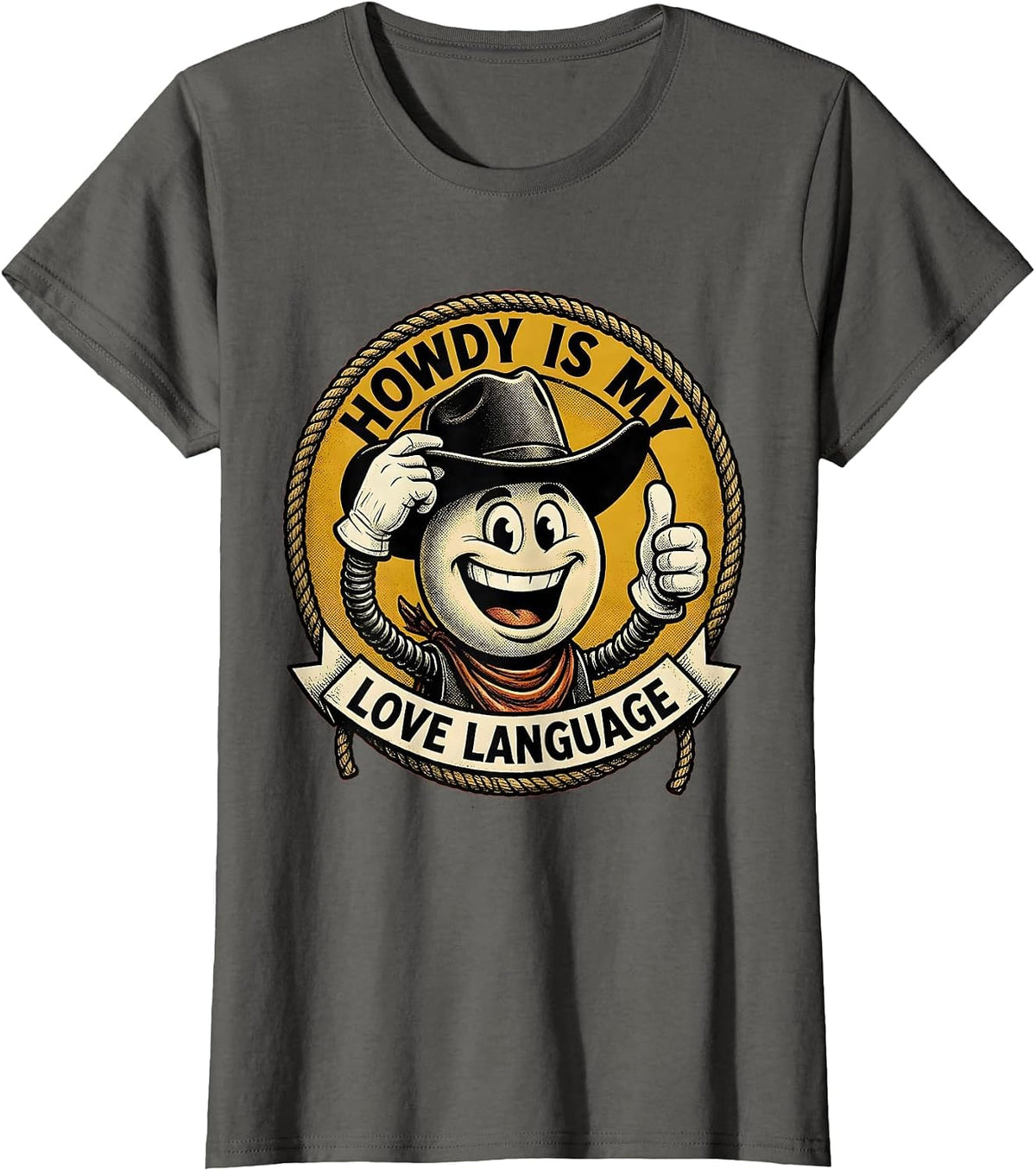 Women's Howdy Is My Love Language Western Design T-Shirt - Asphalt Grey
