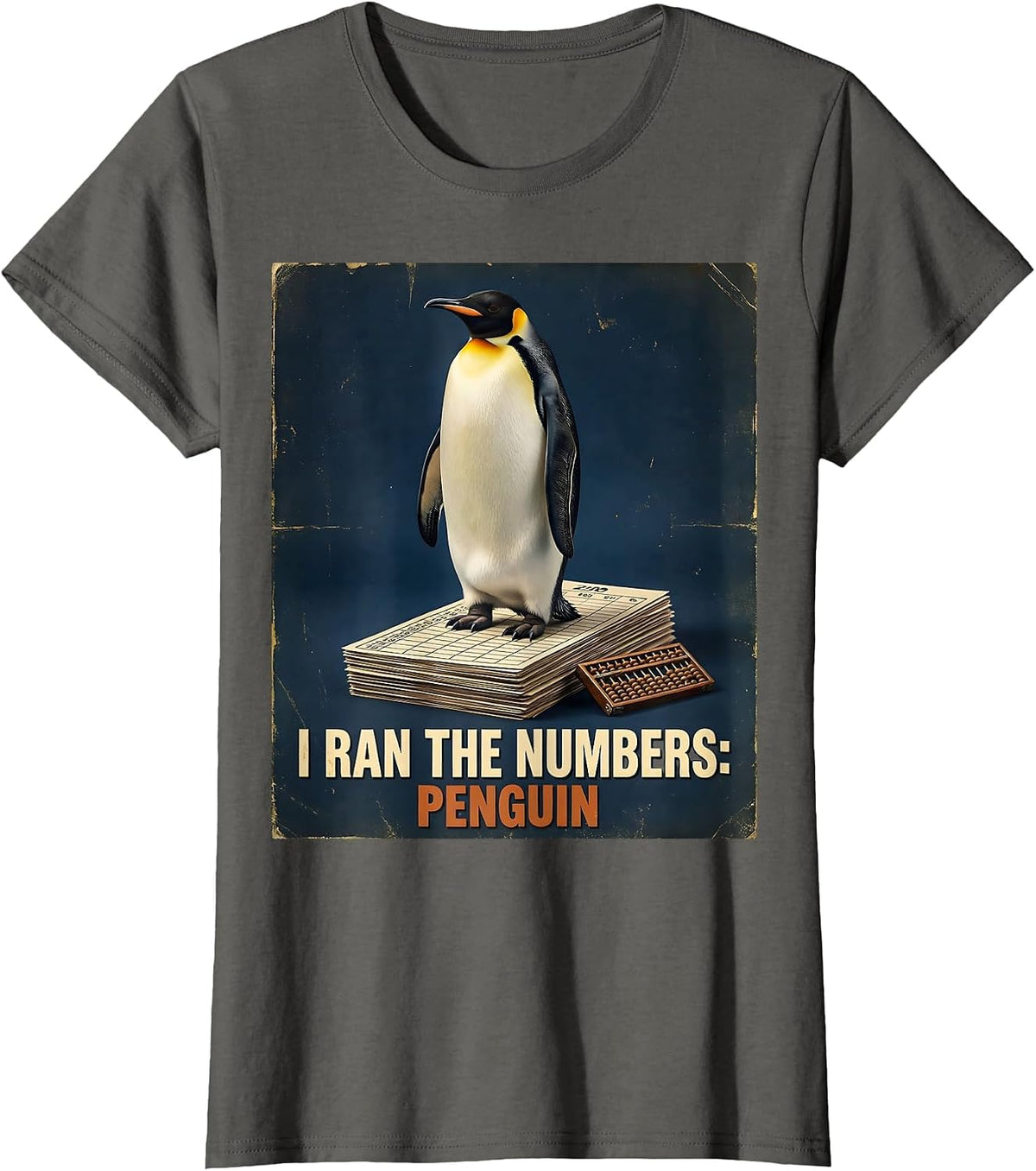 Women's I Ran The Numbers: Penguin Funny Penguin Lover Vintage T-Shirt - Asphalt Grey