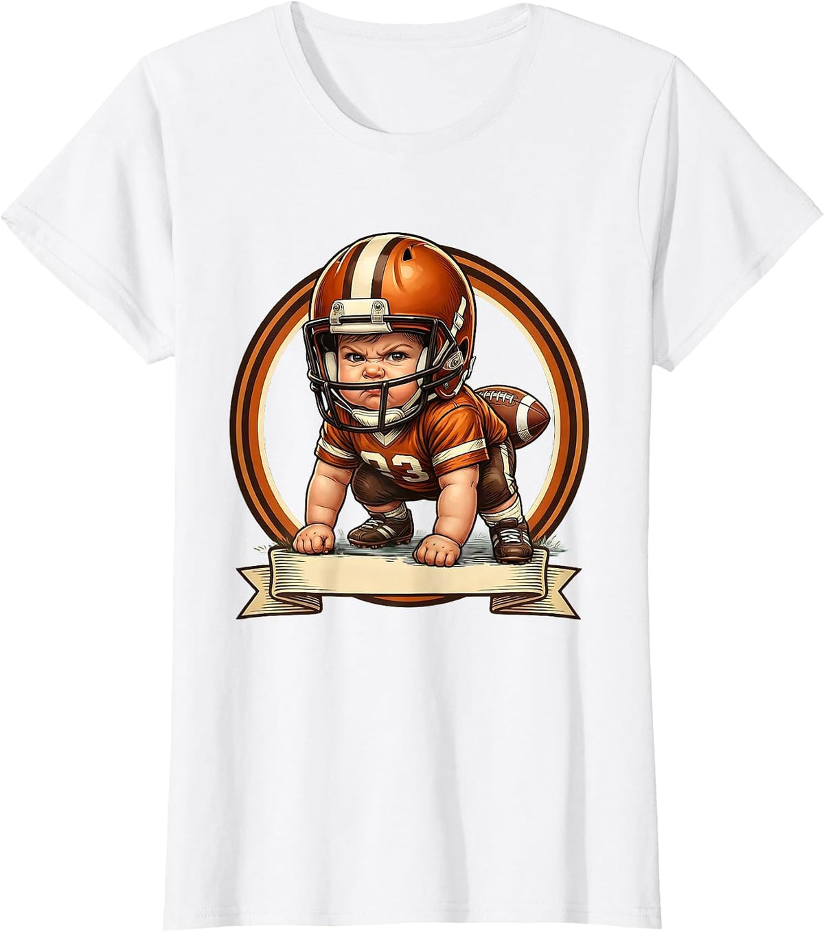 Women's Toddler Lineman Three-Point Stance Football T-Shirt - White