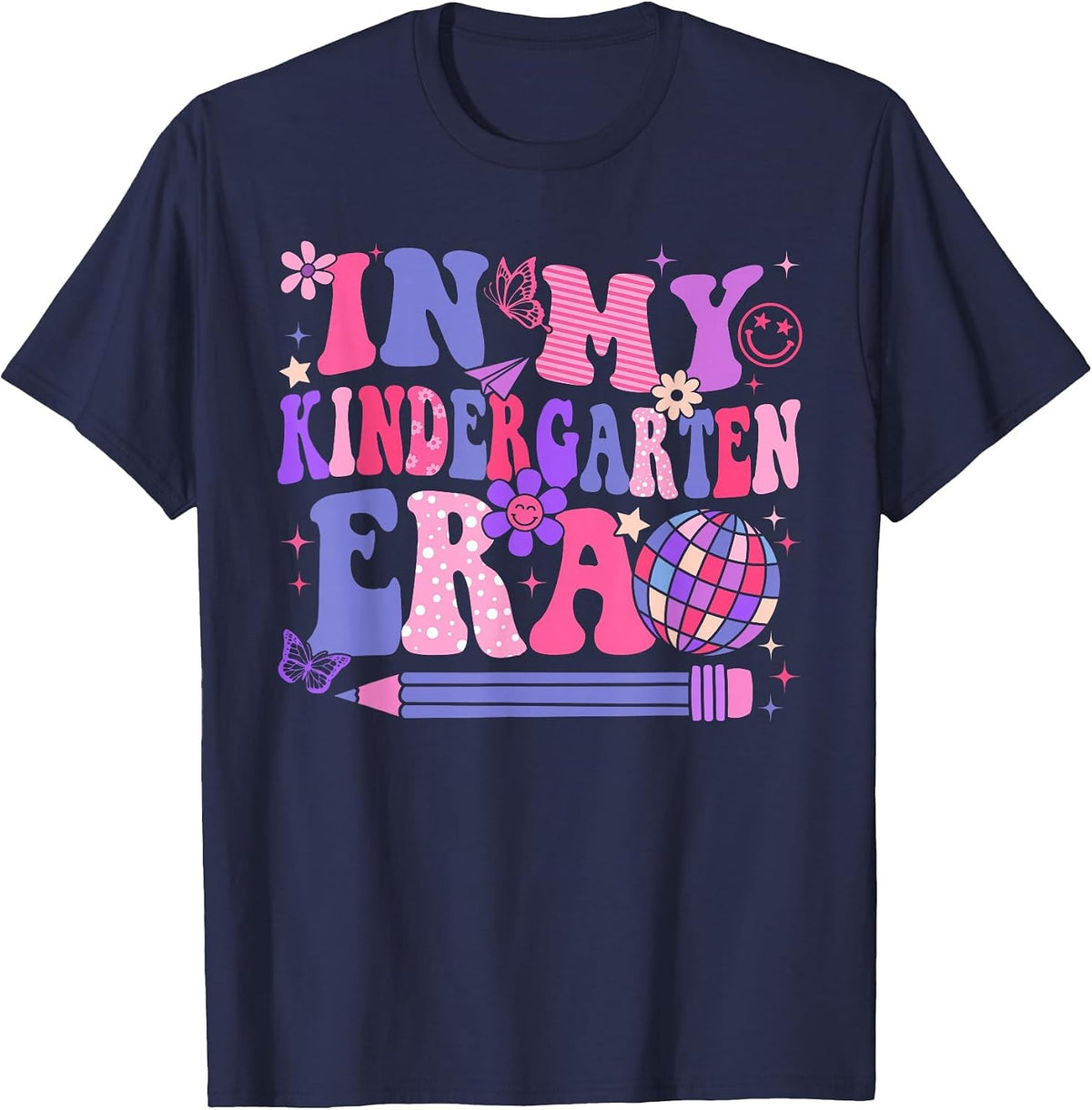 in My Kindergarten Era Back to School Teacher Women Girl T-Shirt - Navy Blue