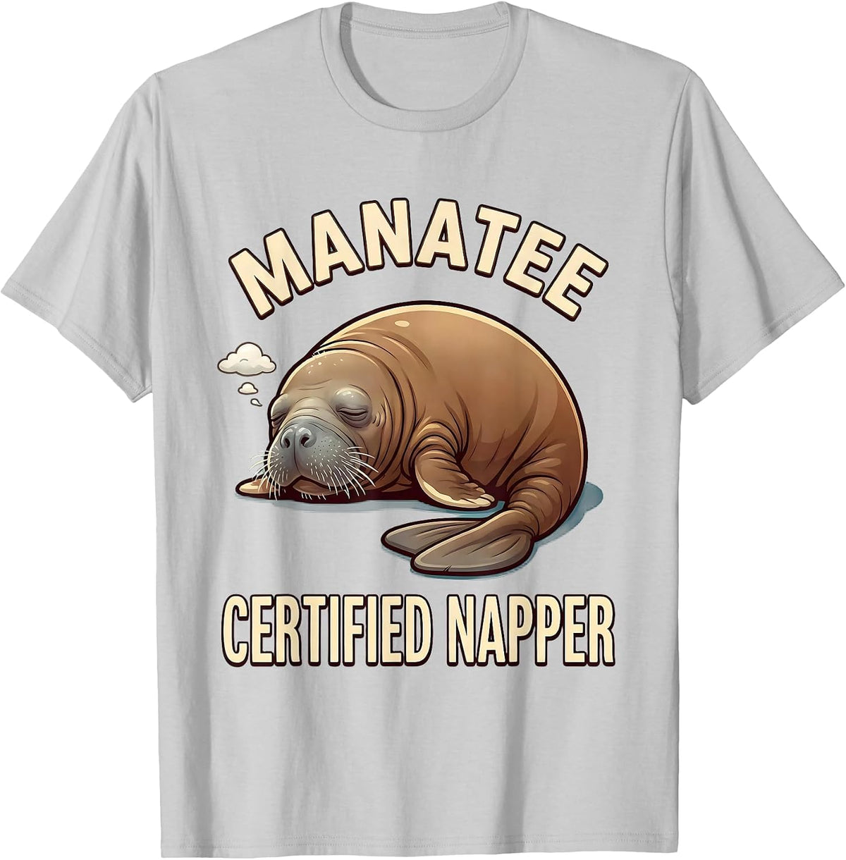 Men's Manatee Certified Napper Funny Sea Animal Lover Humor T-Shirt - Silver Grey