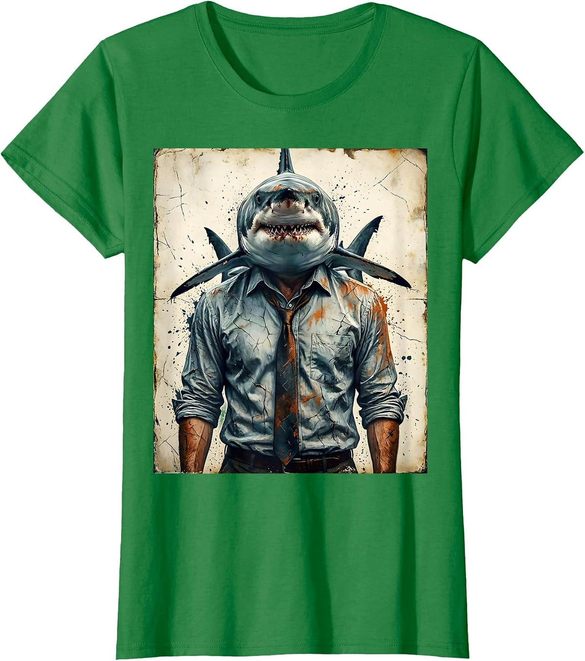Women's Shark In Business Casual Office Attire Funny T-Shirt - Kelly Green