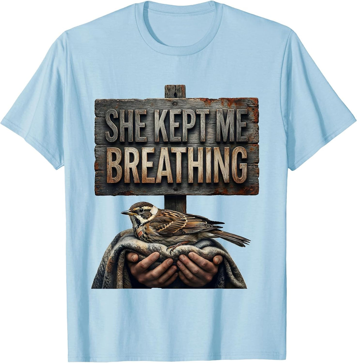 Men's She Kept Me Breathing Veterinary Technician Vet Tech Pride T-Shirt - Baby Blue