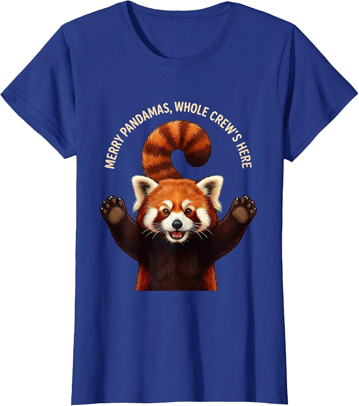 Women's Merry Pandamas, Whole Crew's Here Funny Red Panda Lover Gift T-Shirt - Royal Blue