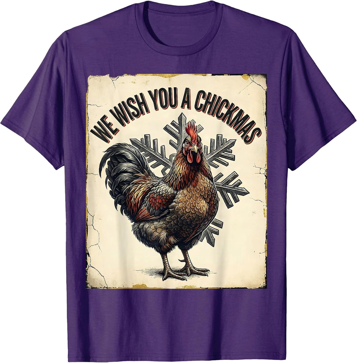 We Wish You A Chickmas Distressed Funny Chicken Lover T-Shirt - Purple