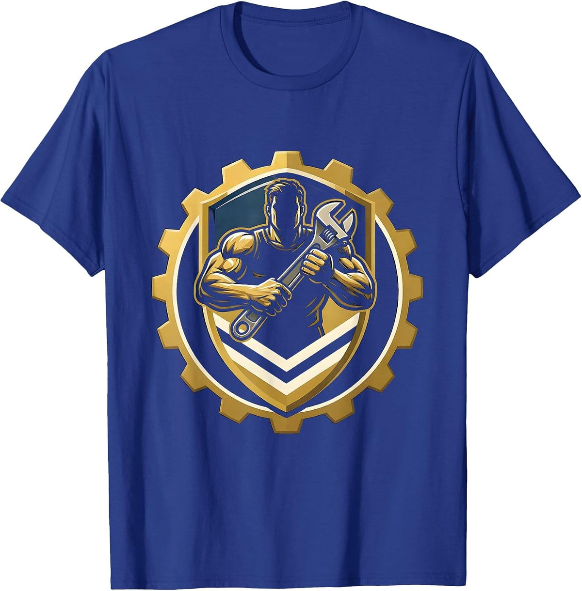 Men's Rugged Mechanic Wrench Graphic Tee T-Shirt - Royal Blue