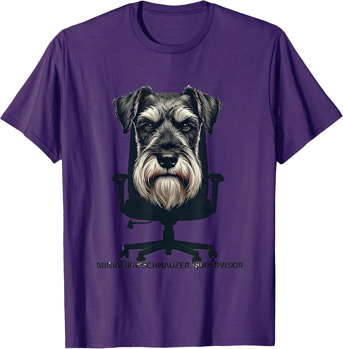 Miniature Schnauzer Supervisor Funny Dog Owner Humor T-Shirt - Purple