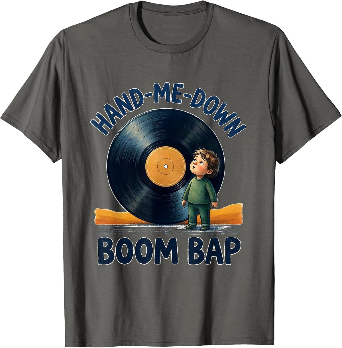 Hand-Me-Down Boom Bap Retro Old School Hip Hop 80s 90s T-Shirt - Asphalt Grey