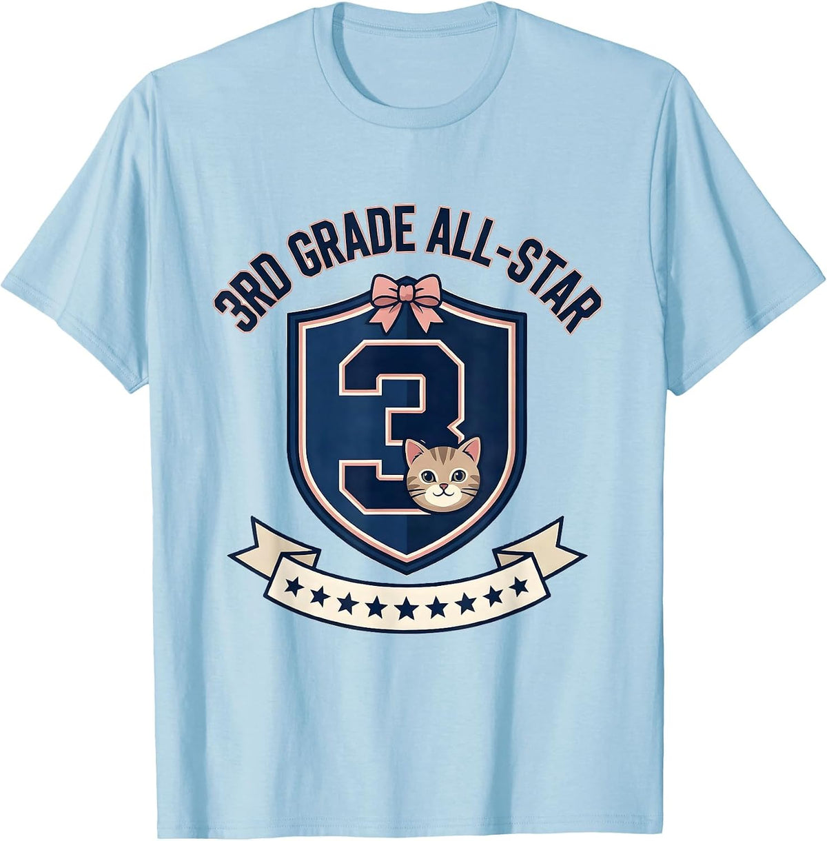 Men's 3rd Grade All-Star Cute Kitten Girls Back to School T-Shirt - Baby Blue