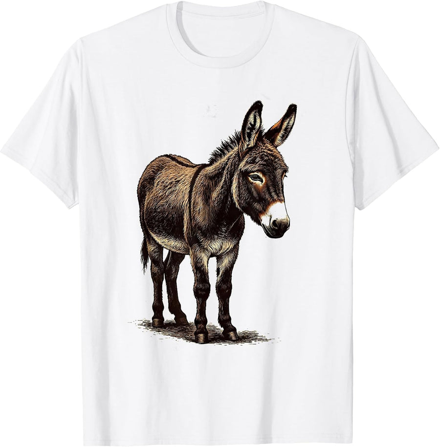 Men's Mini Donkey Vintage Quirky Farm Animal Humor T-Shirt - White