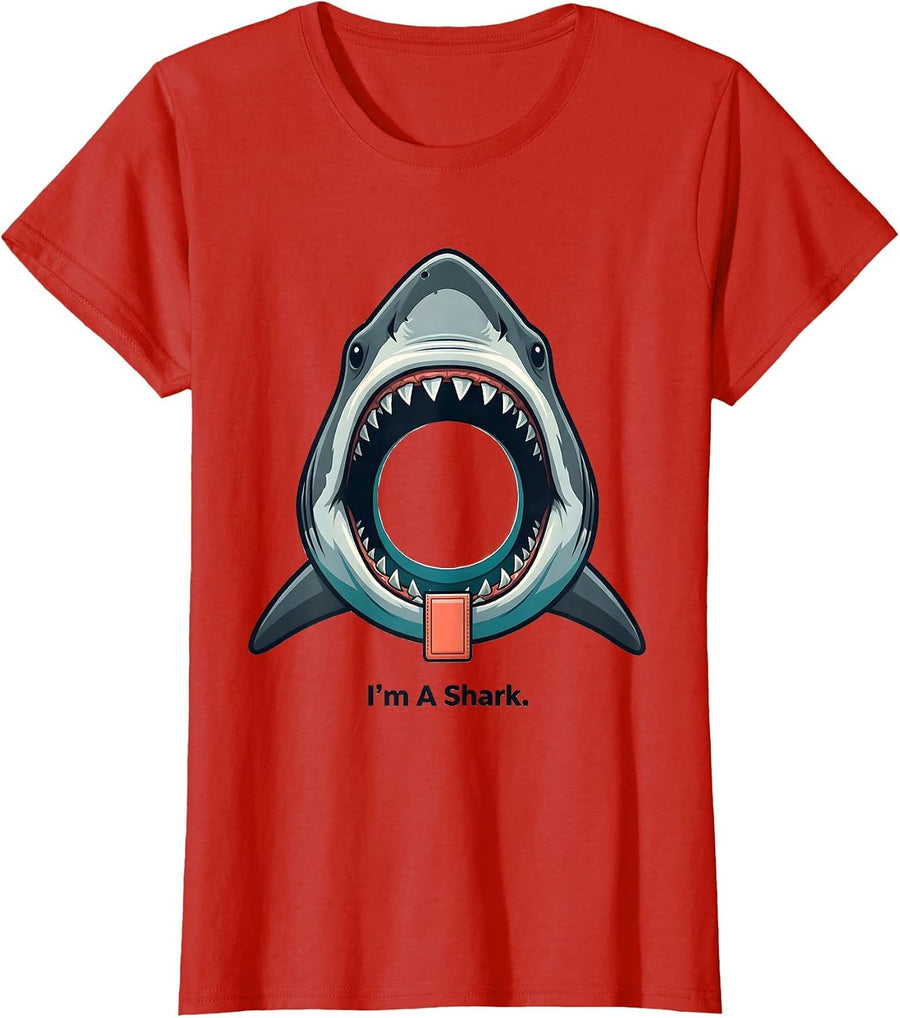I'm A Shark Funny Shark Jaw Halloween Costume Party T-Shirt - Red