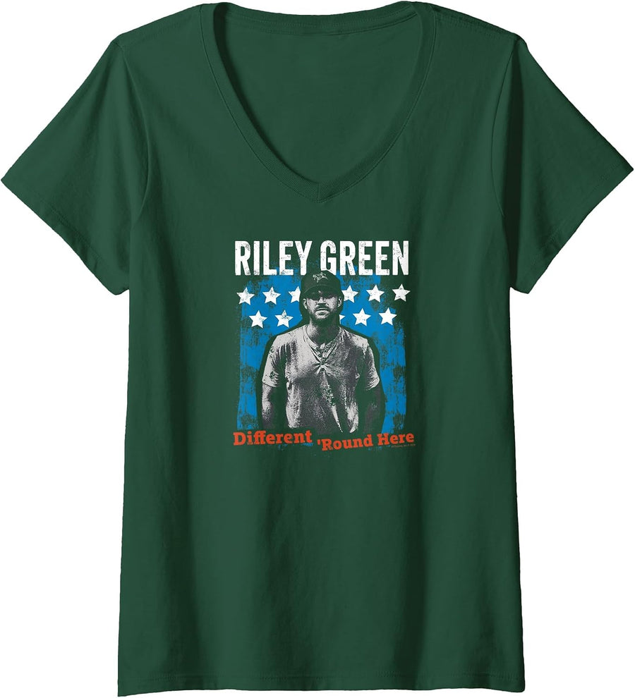 Women's Riley Green - It's Different here V-Neck T-Shirt - Dark Green