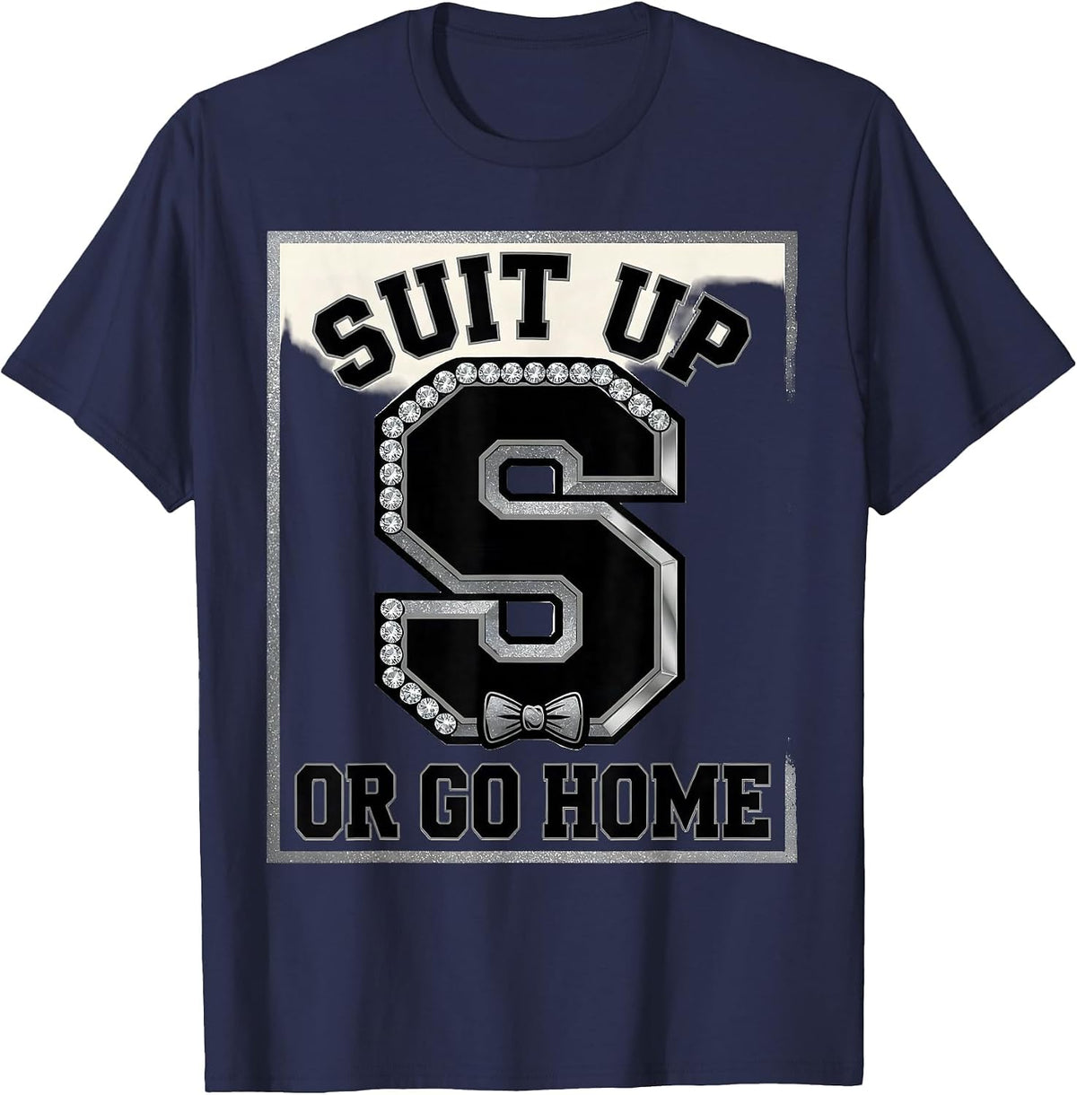 Men's Suit Up Or Go Home Tuxedo Graphic Design T-Shirt - Navy Blue