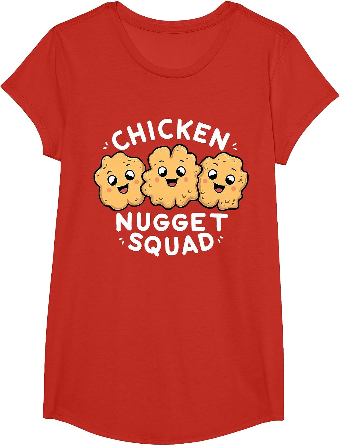 Chicken Nugget Squad Fast Food Funny Pun Food Lover Humor T-Shirt - Girls Red