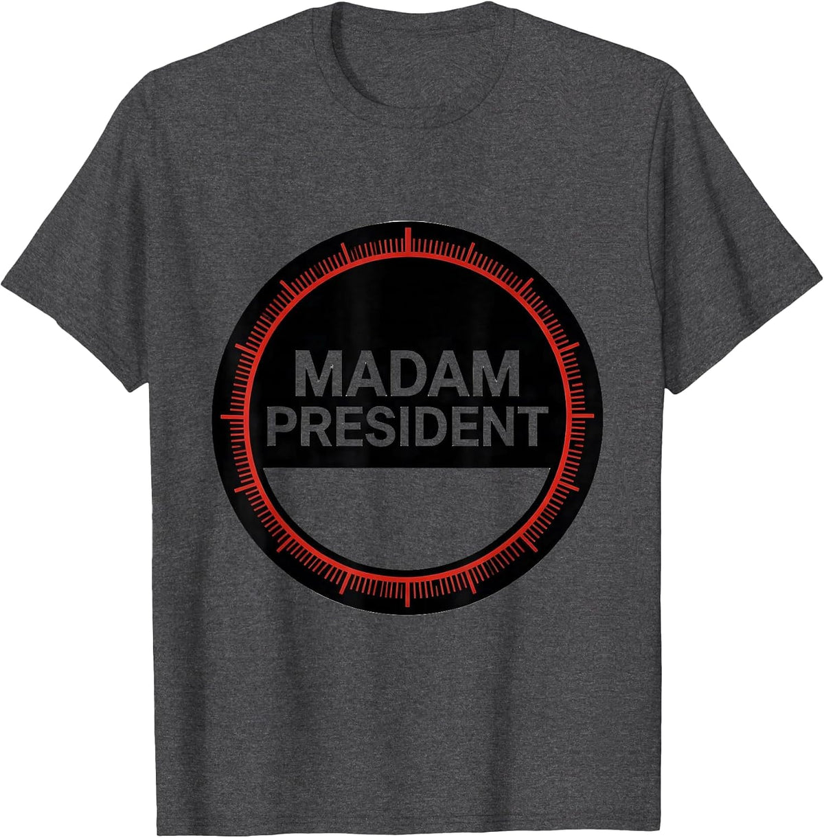 Madam President Aspirational Feminist Identity Retro T-Shirt - Dark Heather Grey