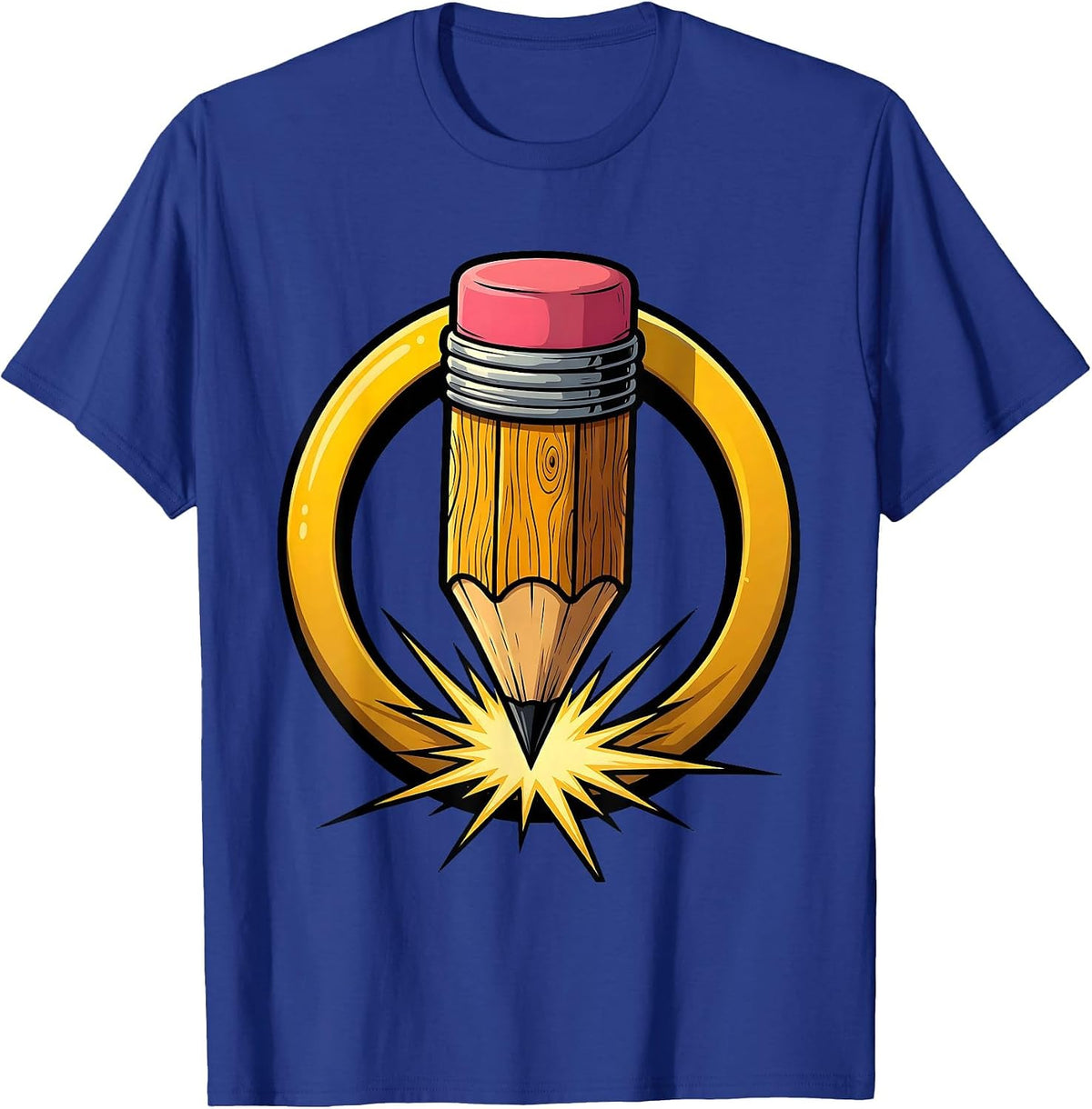Math Teacher Acute Angle Pencil Graphic T-Shirt - Royal Blue