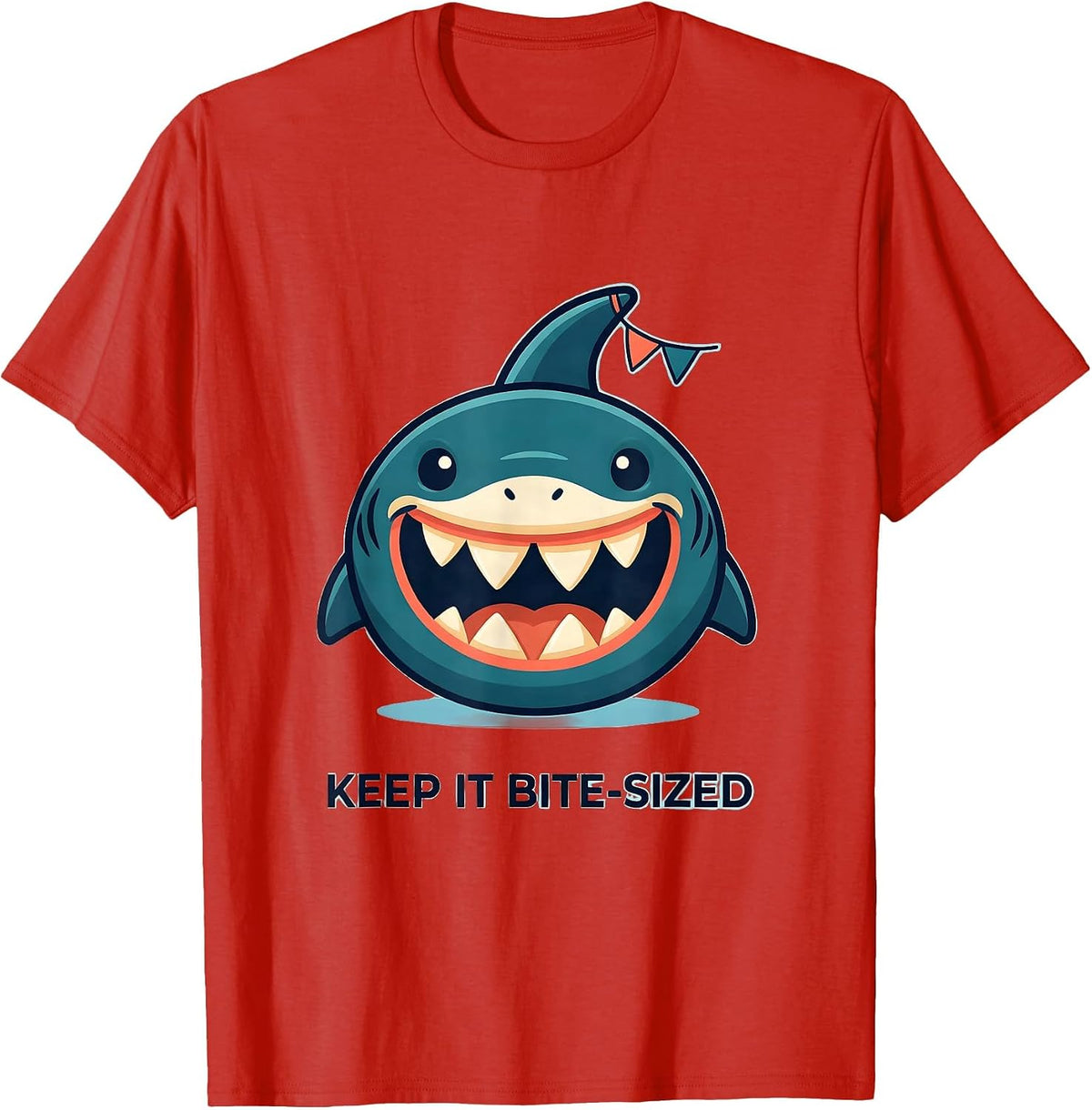 Men's Keep It Bite-Sized Playful Shark Lover Wildlife Ocean Humor T-Shirt - Red