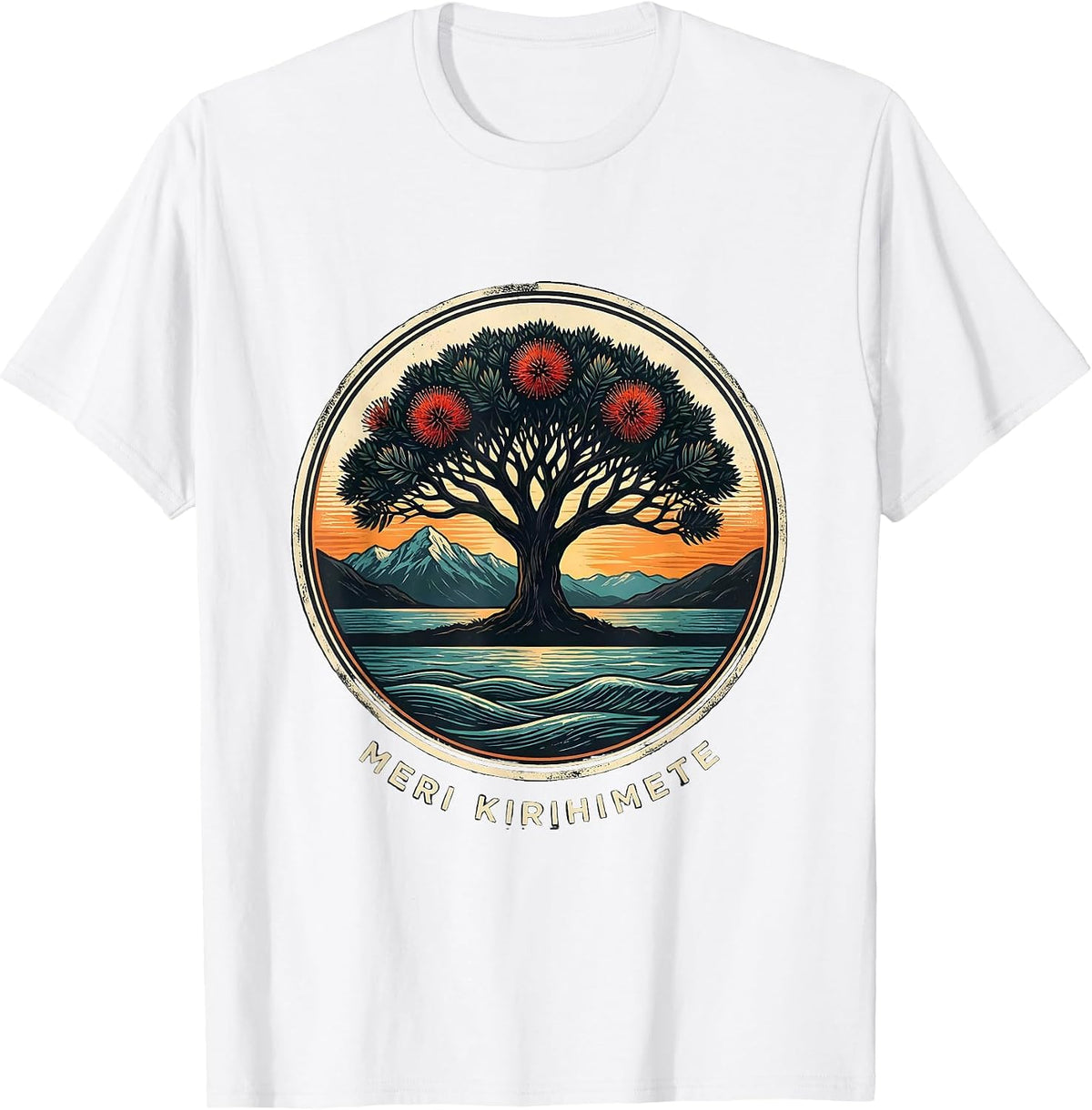 Men's Meri Kirihimete Vintage New Zealand Christmas Rugby Pride T-Shirt - White
