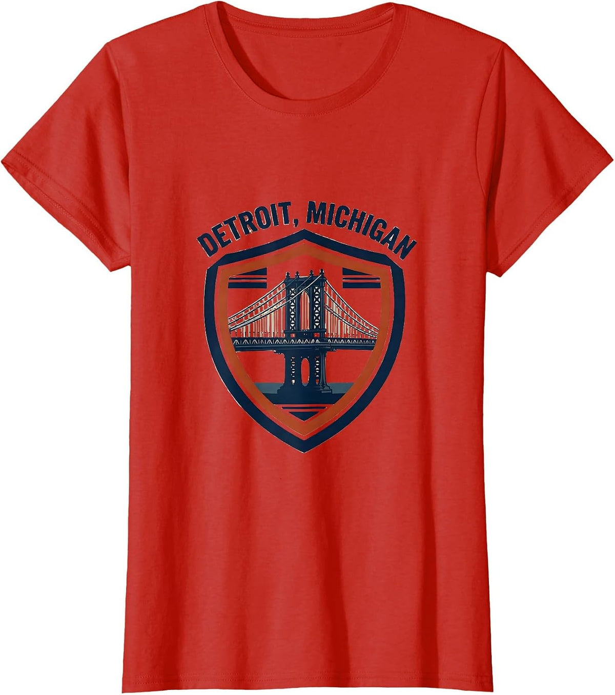 Women's DETROIT, MICHIGAN Vintage City Pride Shield Emblem Local T-Shirt - Red